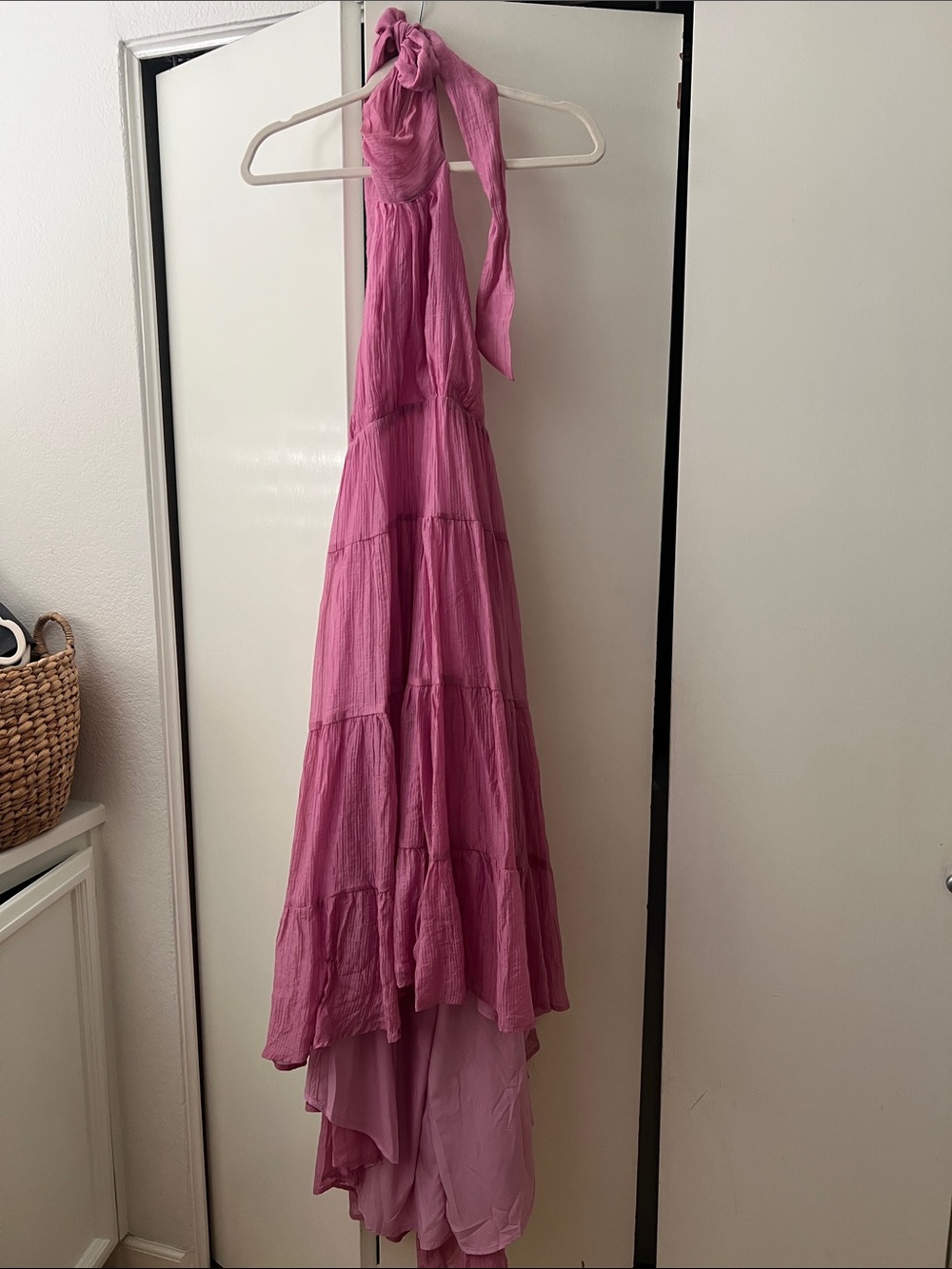 Hello Molly Mauve Pink High-Low Halter Maxi Dress